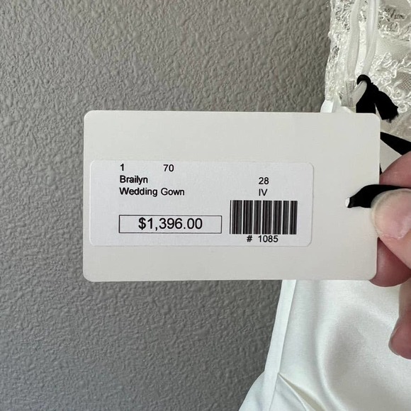 Plus Size Robin Jillian Bridal Button Lace Back Ruched Train New Wedding Dress - Picture 5 of 16